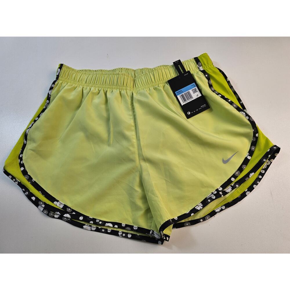 NWT Nike dri fit brief lined yellow daisy trim running shorts active Medium y2k
